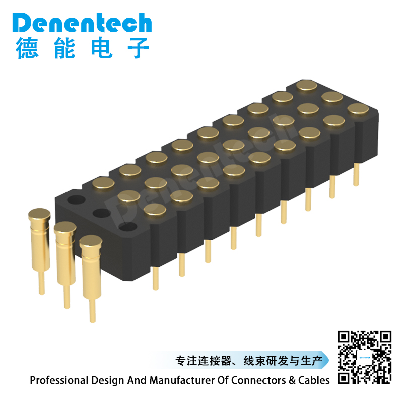 Denentech hot sale product 3.0MM H4.0MM triple row female straight DIP pogo pin connector